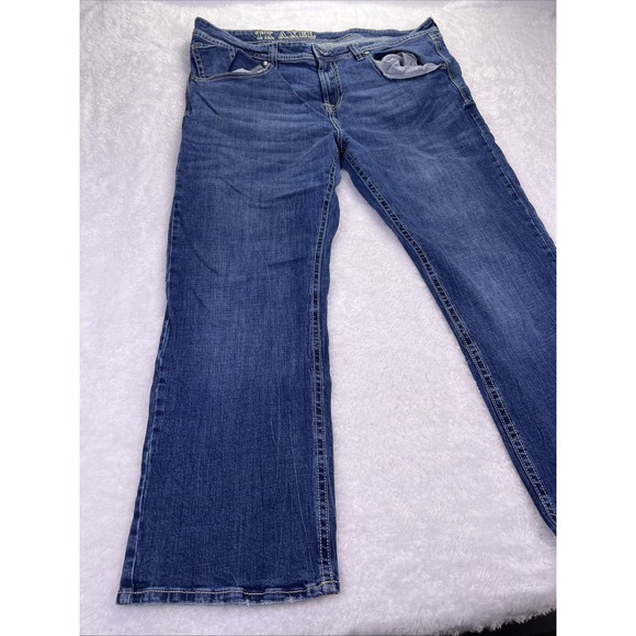 TK Axel Men's Jeans 42x30 Straight Bootcut Flap Pockets‎ Workwear Blue Med Wash - Picture 2 of 8